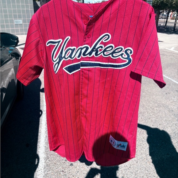 Yankees Red Pinstripe Men's Jersey - Picture 1 of 2